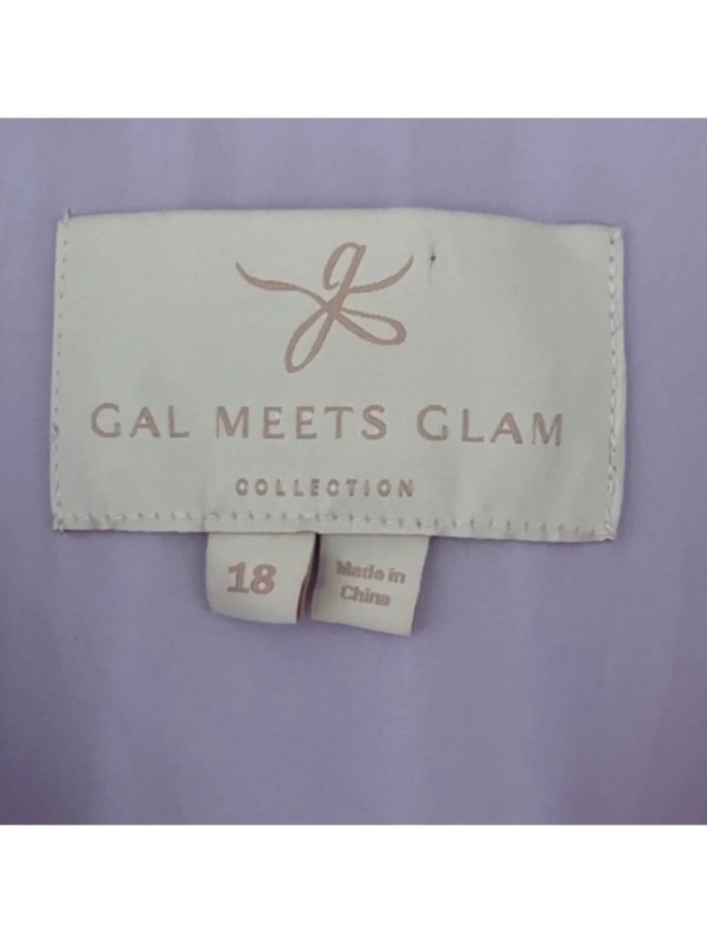 Gal Meets Glam Haley Lavender Purple Ruffled Long Sleeve Dress Size 18
